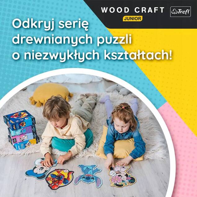 Puzzle DREWNIANE 50 Układanka Myszka MINNIE Bajkowe Kształty 5+ Trefl 20200_4