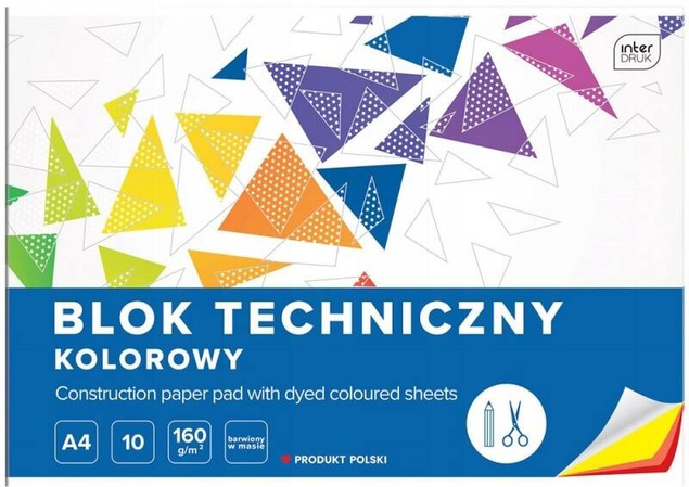 Blok Techniczny KOLOROWY A4 10 Kartek 160g Interdruk x5_3