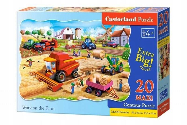 PUZZLE MAXI 20 UKŁADANKA WIEŚ FARMA TRAKTOR MASZYNY POJAZDY PRACA 4+ CASTOR_2