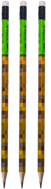 6x Ołówek Szkolny Trójkątny Z Gumką MINECRAFT HB Kidea_1