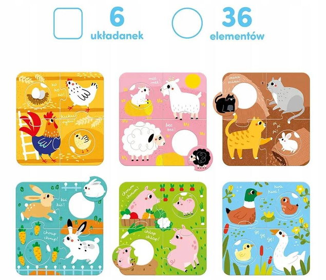 CZUCZU Puzzle Układanka z Dziurką Wieś Gra dla Malucha 6 Obrazków 2+_2
