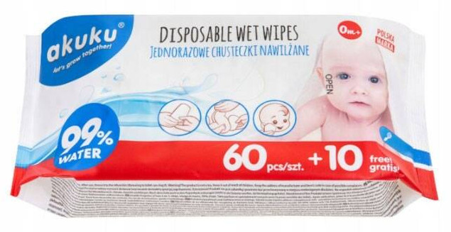 Akuku Chusteczki Wodne 99% NAWILŻANE WODĄ 420 Sztuki Akuku A0031_3