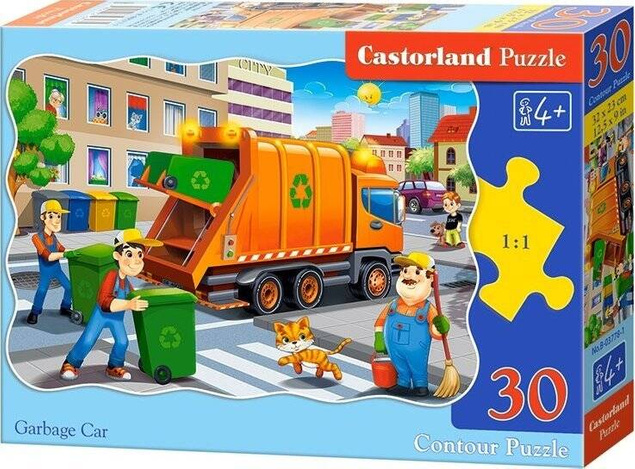 Puzzle 30 Układanka Dla Dzieci 4 Latka Auto ŚMIECIARKA Ciężarówka 4+ Castor_2