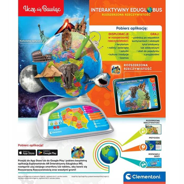Globus Interaktywny Edukacyjny Eduglobus Premium Aplikacja 7+ Clementoni_2