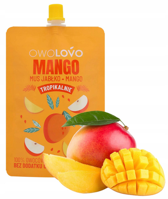 OWOLOVO Mix Musów TROPIKALNYCH Mango Guawa Banan Ananas 40x200g ZESTAW_2