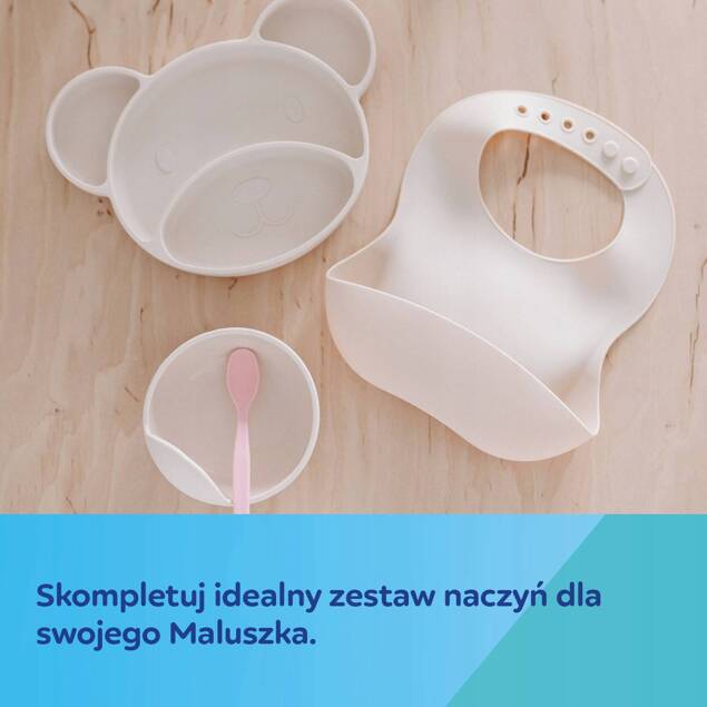 CANPOL Śliniaczek Śliniak Sylikonowy Z Kieszonką Kremowy 6M+ 51/030_13