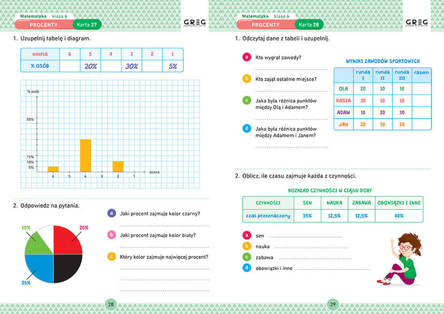 ZESTAW Kart Pracy Do Klasy 6 Język Angielski Polski Matematyka Greg_3
