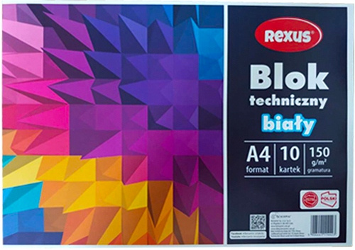 Blok Techniczny BIAŁY A4 10 Kartek150g Beniamin Rexus_4