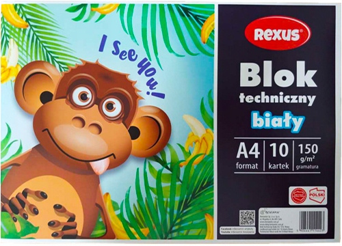 Blok Techniczny BIAŁY A4 10 Kartek150g Beniamin Rexus_5