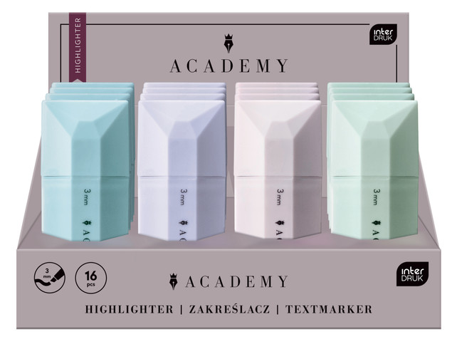 Zakreślacz płaski pastelowy ZGASZONY FIOLOETOWY Academy Interdruk