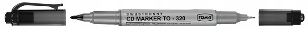 Marker Permanentny Z Tuszem Wodoodpornym Dwustronny Pisak Czarny TOMA