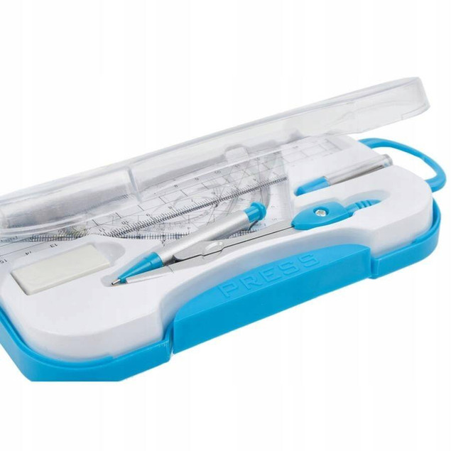 Przybory Geometryczne Szkolne Plastikowe 15cm 7 Elementów Starpak Niebieski