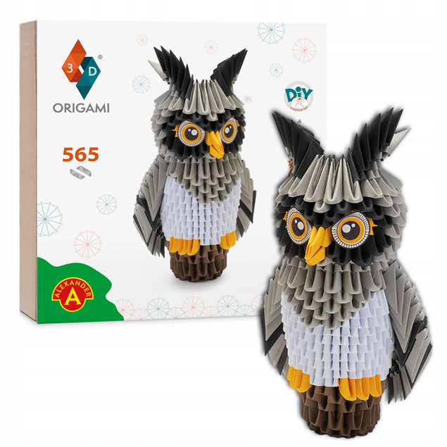 ORIGAMI 3D - Alexander - Sowa - Owl - 380 elementów, zestaw kreatywny sztuka z papieru