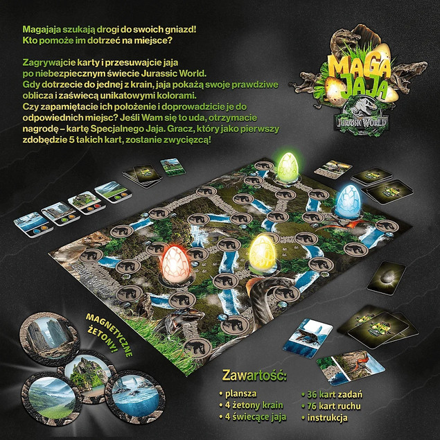 Gra rodzinna Magajaja Jurassic World Trefl dinozaury planszowa 6+