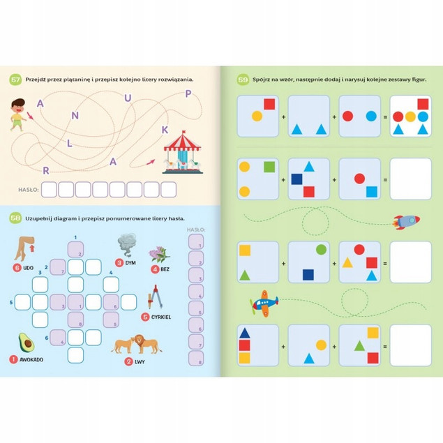 Łamigłówki dla przedszkolaka Pakiet 5 książeczek zadania labirynty 5 6 lat