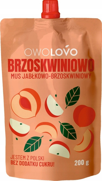 OwoLovo Brzoskwiniowo Mus Jabłkowo-Brzoskwiniowy Dla Dzieci 200g