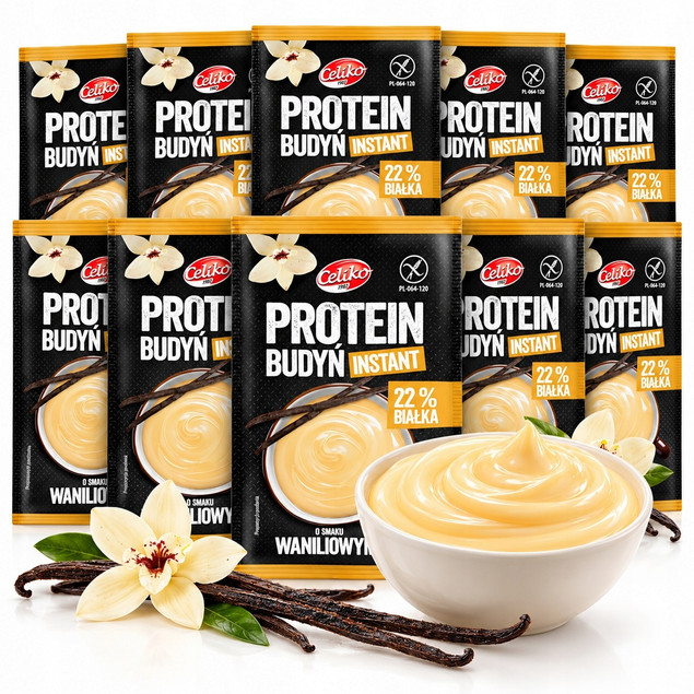 Celiko BUDYŃ PROTEIN instant WANILIOWY bez glutenu 22% BIAŁKA 40g x10=0,4kg