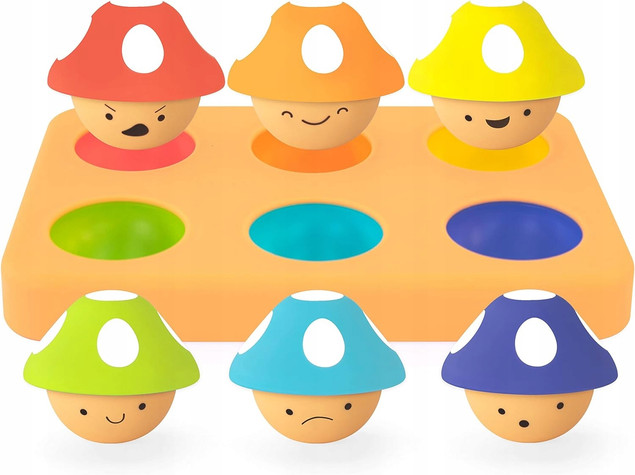 Sorter Psotne Grzybki Sassy 12m+ | Edukacyjna Zabawka STEM | Nauka Emocji i Kolorów