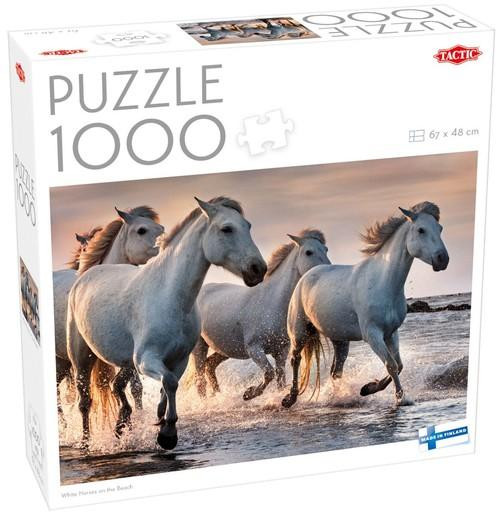 Puzzle 1000 Tactic Białe Konie na Plaży | Wysoka Jakość