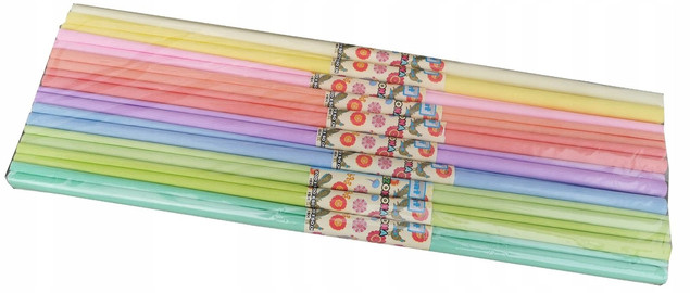 Bibuła Marszczona Pastelowa Kolorowa Schemat 10 Sztuk do Prac Plastycznych
