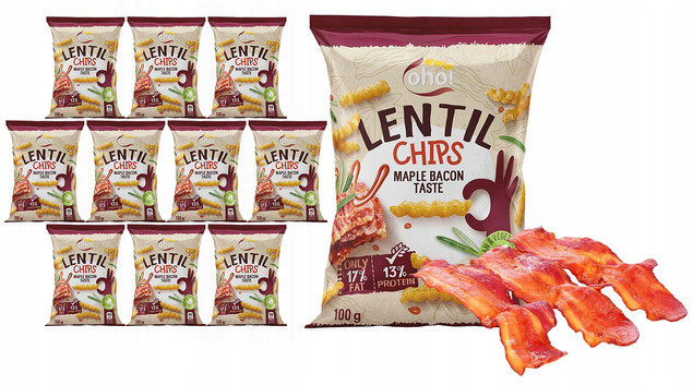 Chipsy z czerwonej soczewicy smak bekonu Oho! 100g x10