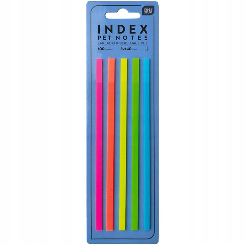 Zakładki Indeksujące Interdruk PET Neonowe Paski 5x140mm 100 szt.