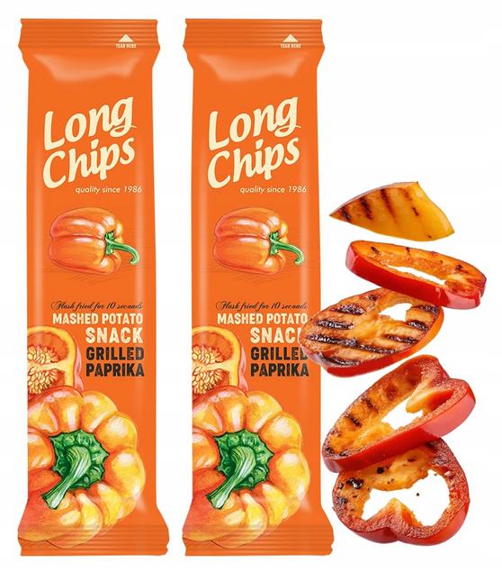 LONG CHIPS Chipsy Ziemniaczane o Smaku GRILOWANEJ PAPRYKI 75g x2