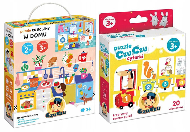 Puzzle 2w1 CzuCzu: Co Robimy w Domu i Cyferki Pociąg