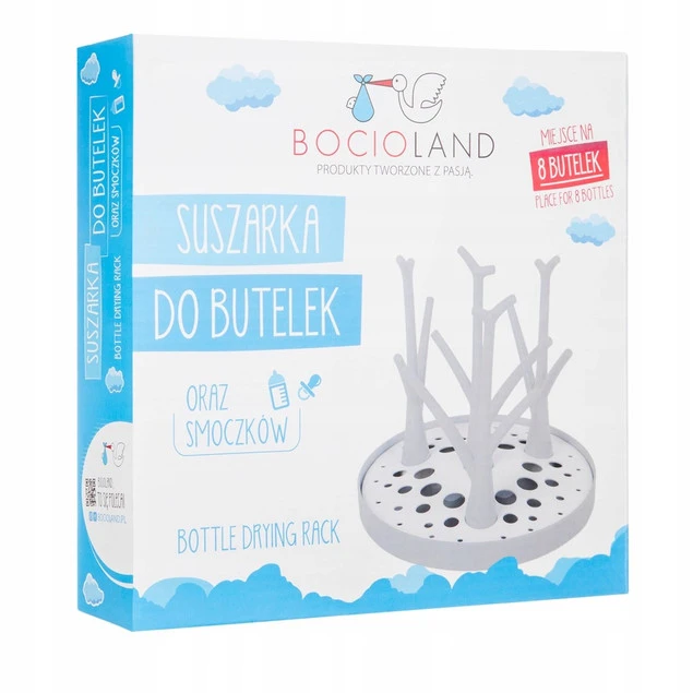 Ociekacz suszarka do butelek i smoczków Bocioland z podstawką szara_4