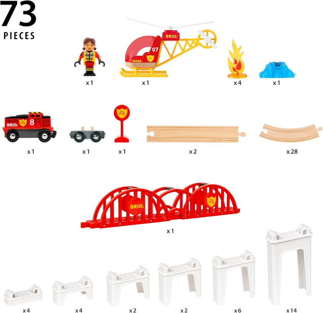 BRIO World Duża Kolejka Drewniana Mega Spirala Straż Pożarna 73el