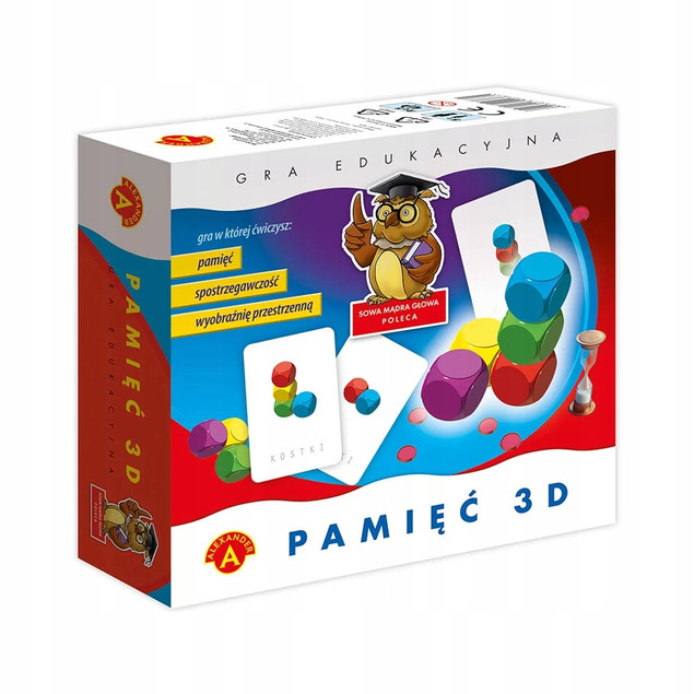 PAMIĘĆ 3D Gra Logiczna Przestrzenna Rodzinna Sowa Mądra Głowa 5+ Alexander