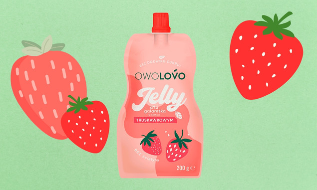 Owolovo JELLY GALARETKA W TUBCE JABŁKO TRUSKAWKA deser bez cukru 200g