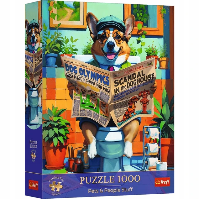 Trefl Puzzle Premium Plus Quality 1000 el. Corgi w Toalecie