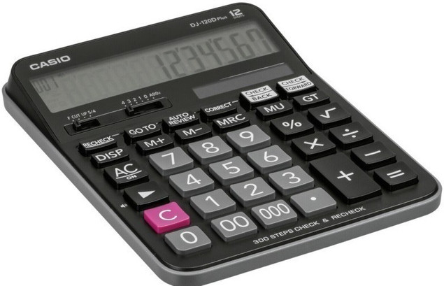 Casio DJ-120DPLUS Kalkulator Biurowy 12-Cyfrowy Zasilanie Bateria+Słoneczne