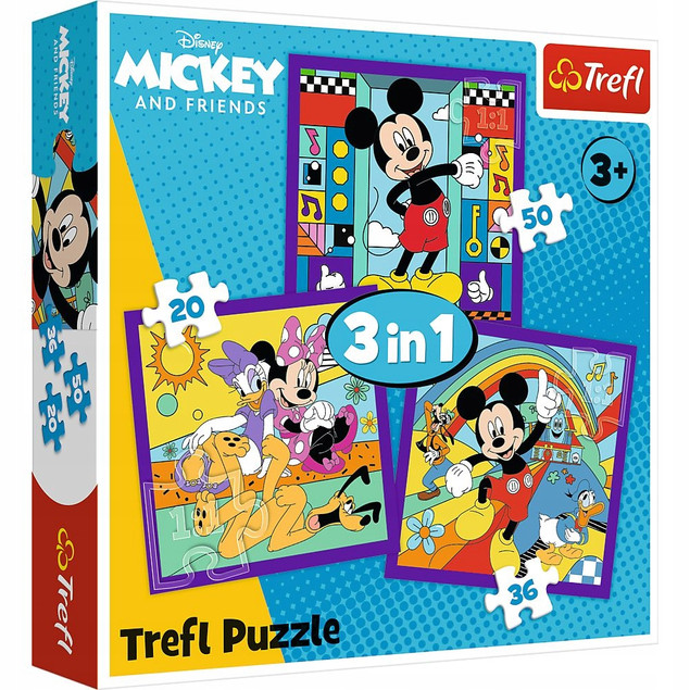 Puzzle 3w1 Myszka Miki i Przyjaciele Trefl | Zestaw dla Dzieci