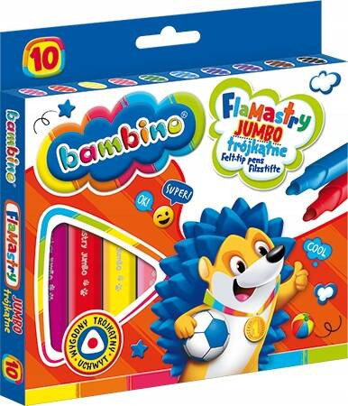 Flamastry trójkątne Jumbo 10 kolorów Bambino