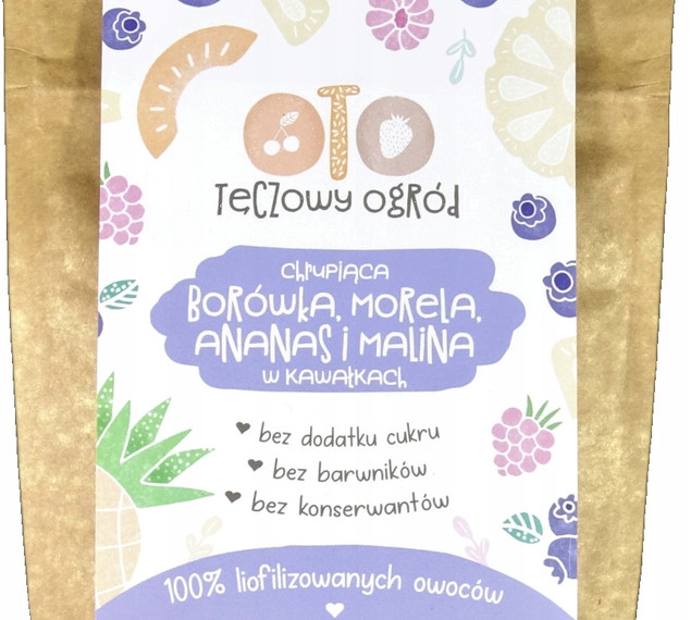 Liofilizowane Owoce w Kawałkach Borówka Morela Ananas Malina 20g Otolandia