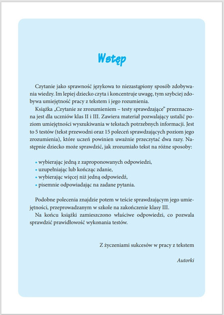 Czytanie ze zrozumieniem. Testy sprawdzające. Część 2