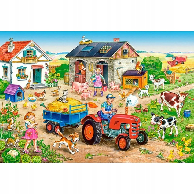 Puzzle 40 Maxi Układanka NA WSI Zwierzęta Farma Kotki Pieski Traktor 4+