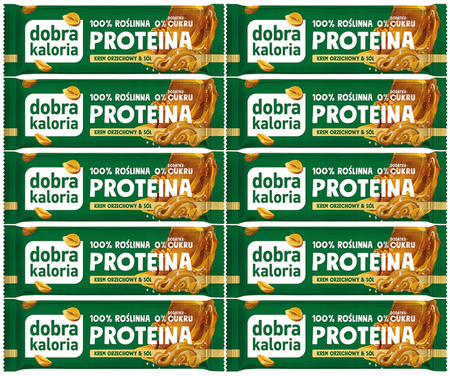10x Baton Proteinowy KREM ORZECHOWY Bez Cukru 24% Białka Dobra Kaloria