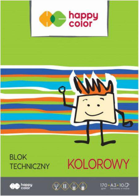 Blok Techniczny KOLOROWY A3 10 k 170g Happy Color