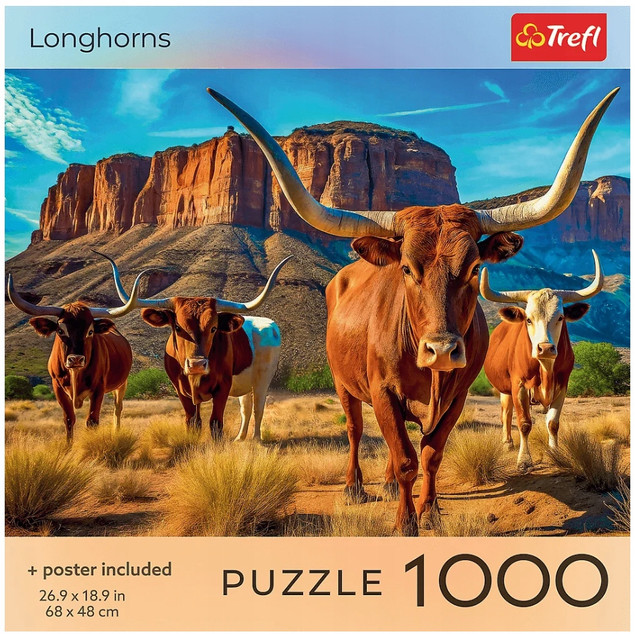 Puzzle Trefl 1000 elementów USA Collection: Longhorns Krowy Teksasu