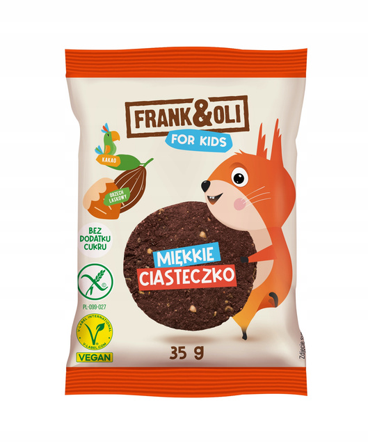 Frank&Oli For Kids Dla Dzieci Miękkie Ciasteczko KAKAO ORZECH LASKOWY 35g