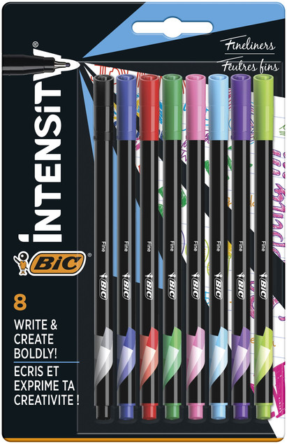 Cienkopisy Żelowe BIC Intensity Fineliner Zestaw 8 Kolorów 0.4 mm