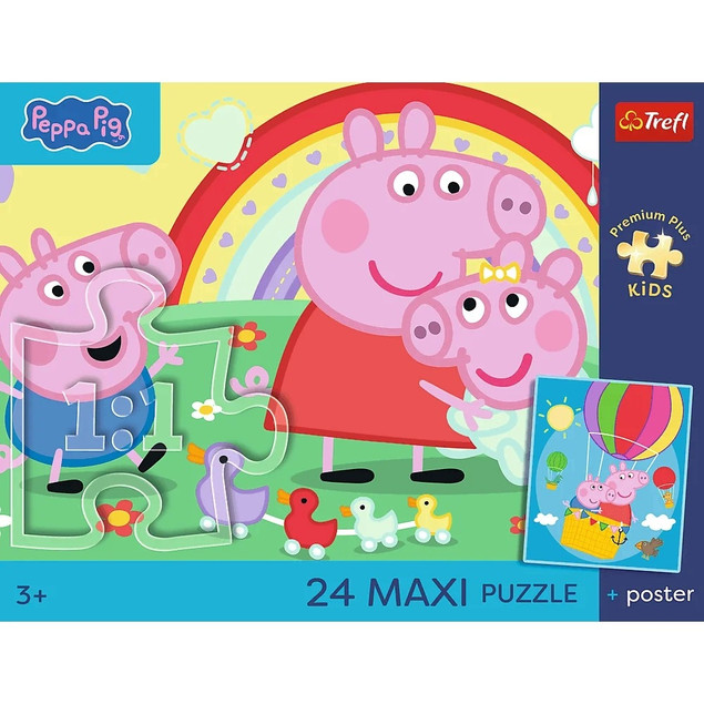 Trefl Puzzle PPK 24 Maxi, Świnka Peppa - Świnkowe dni + plakat