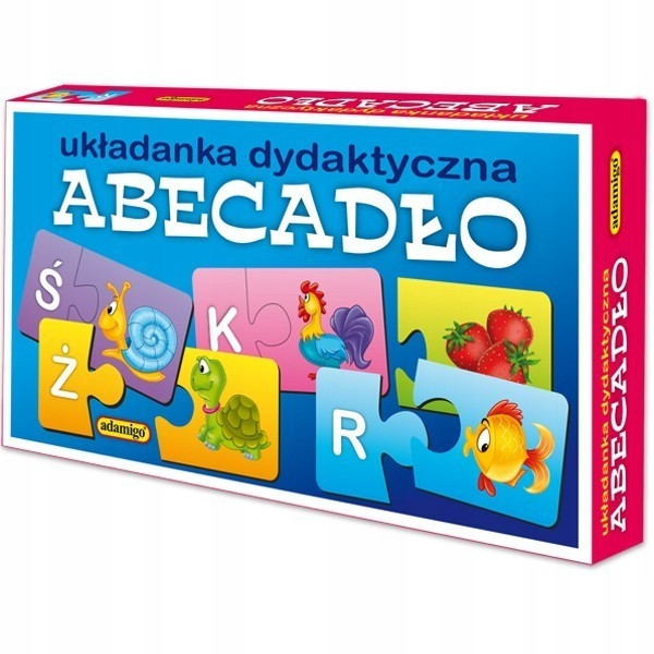Abecadło Układanka Dydaktyczna Literki Puzzlowe 5+ Adamigo