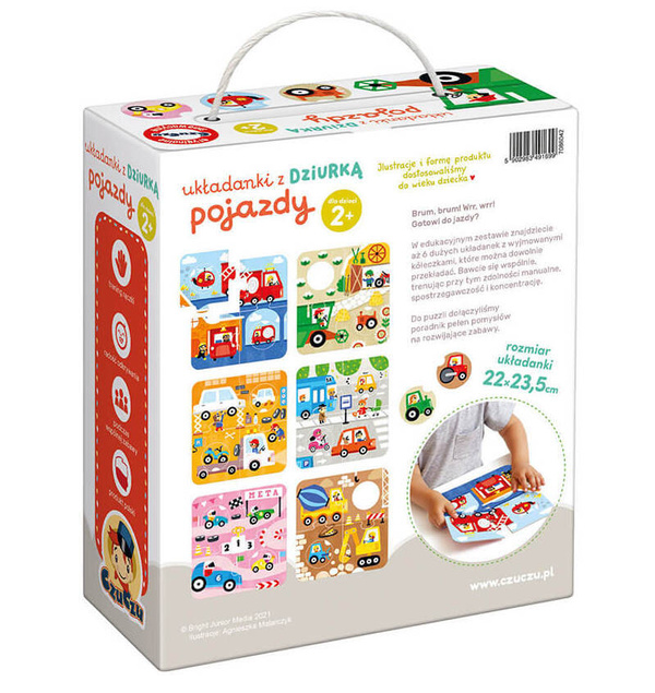 Puzzle Z Dziurką Edukacyjna Układanka Pojazdy 36el. 2+ CzuCzu