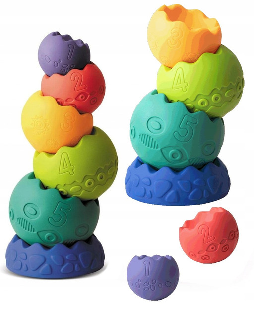 Piramida sensoryczna pastelowa Hencz Toys 26 cm