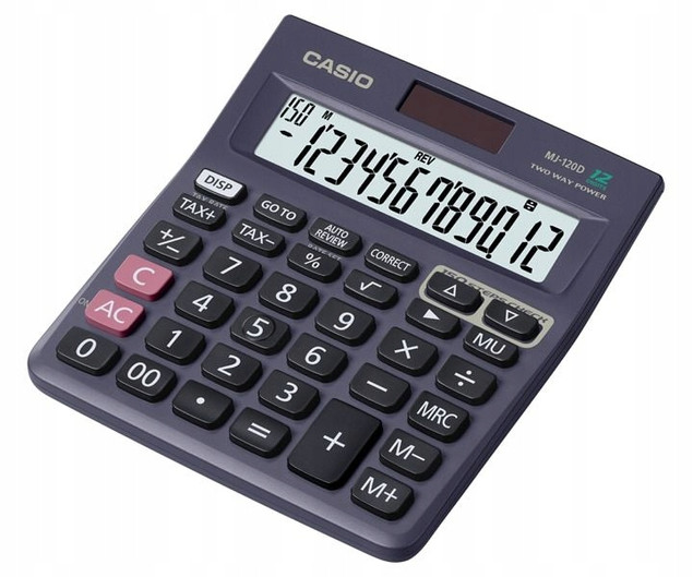Kalkulator biurowy Casio MJ-120D Plus 12-cyfrowy czarny