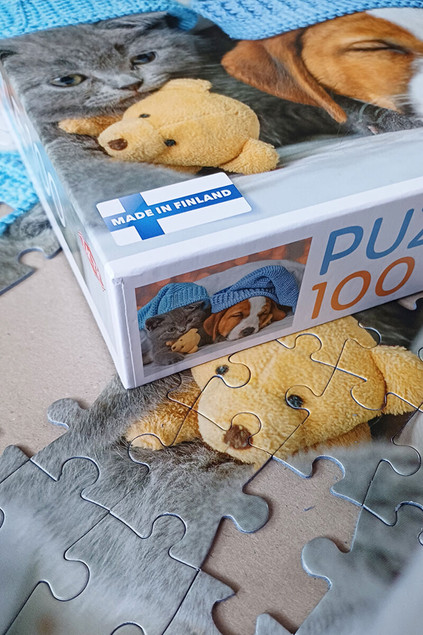 Puzzle 100 el. Tactic Słodki Kiciuś i Śpiący Piesek
